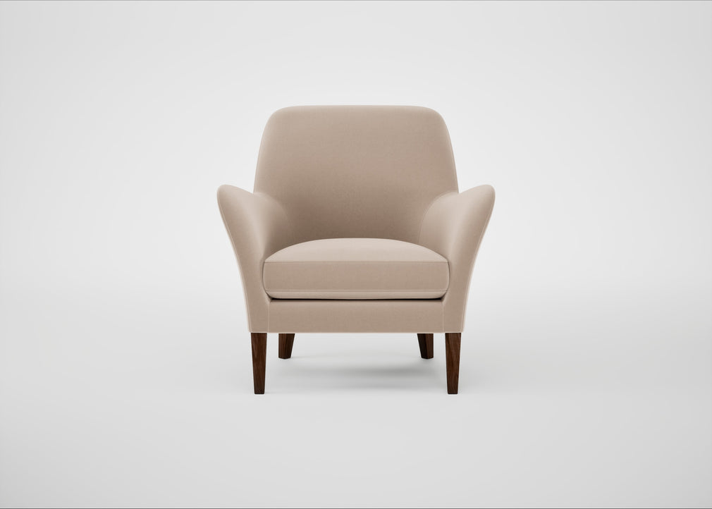Wallis Armchair Smart Velvet Pebble / Walnut Stained