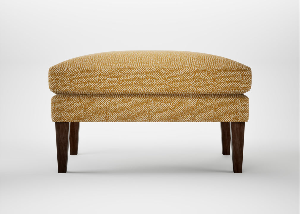 Wallis Ottoman Boucle Tweed Citrine / Walnut Stained