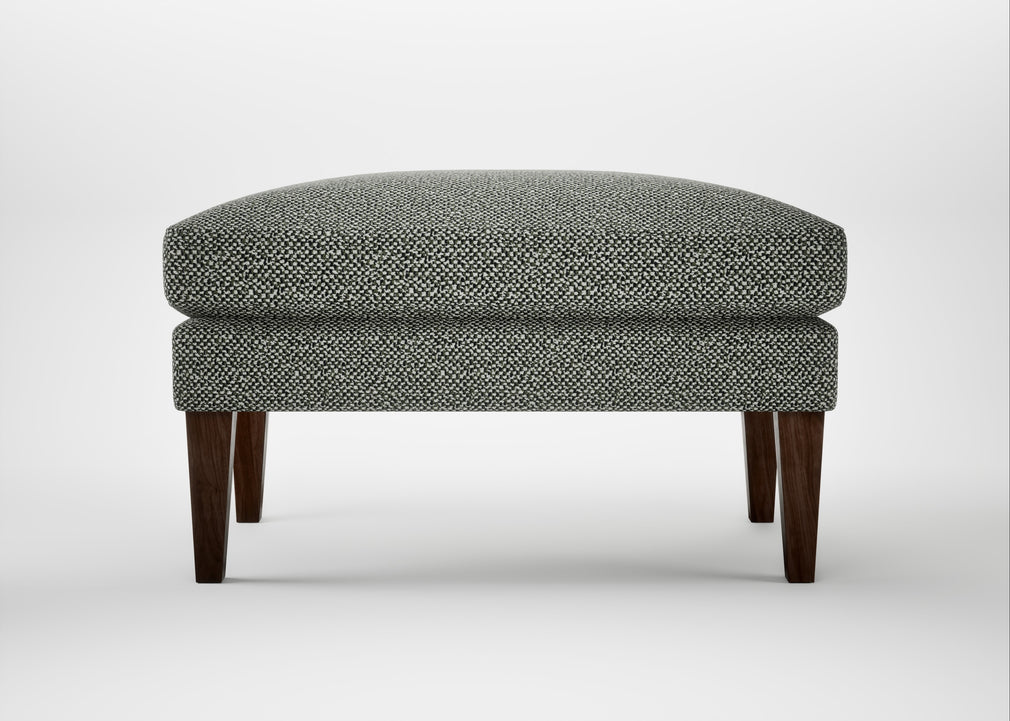 Wallis Ottoman Boucle Tweed Lapis / Walnut Stained