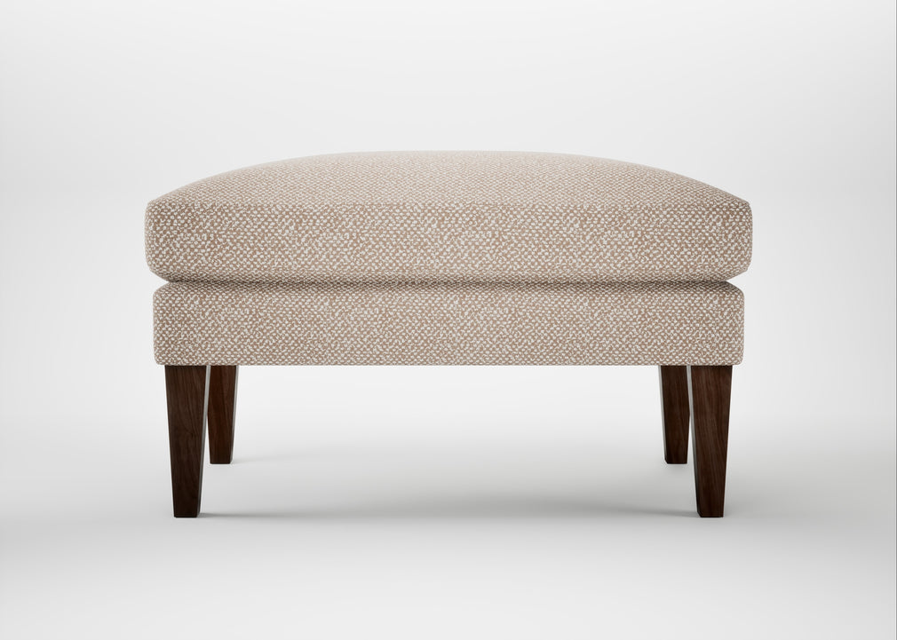 Wallis Ottoman Boucle Tweed Pearl / Walnut Stained