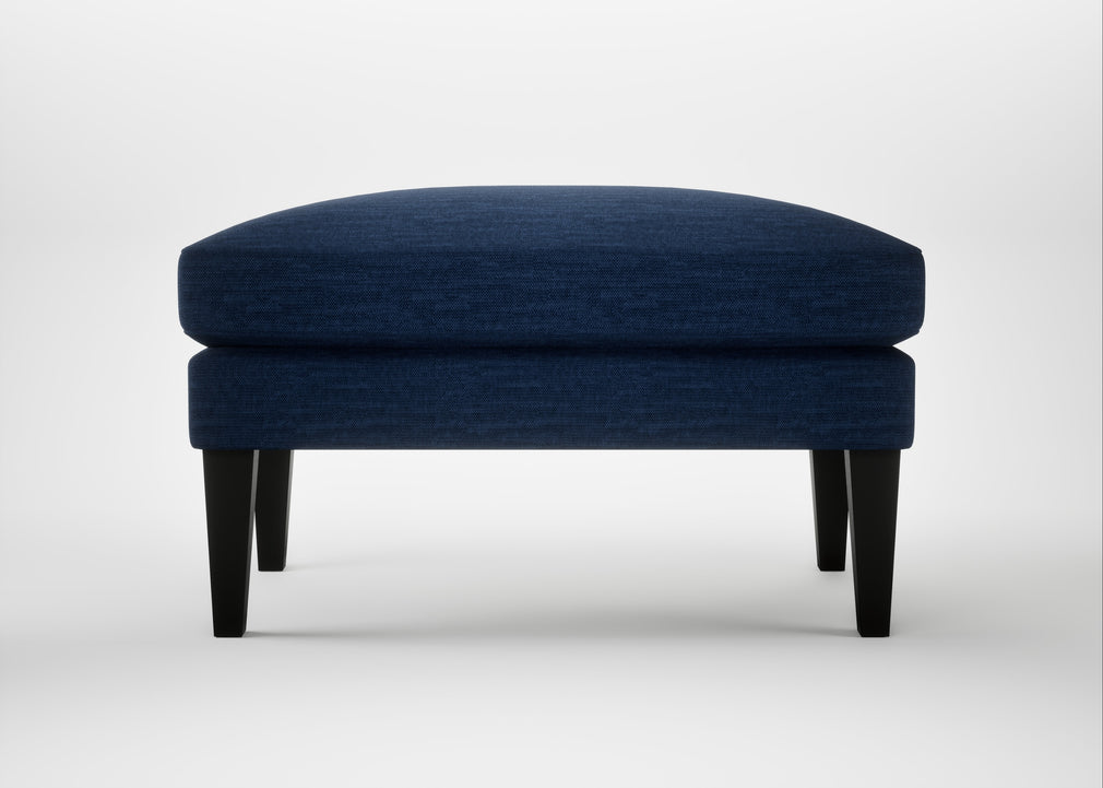 Wallis Ottoman Broad Weave Lagoon / Black
