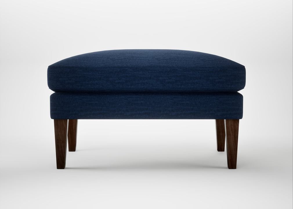 Wallis Ottoman Broad Weave Lagoon / Walnut Stained