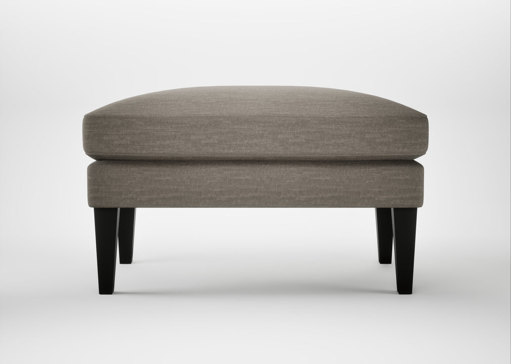 Wallis Ottoman Broad Weave Pebble / Black