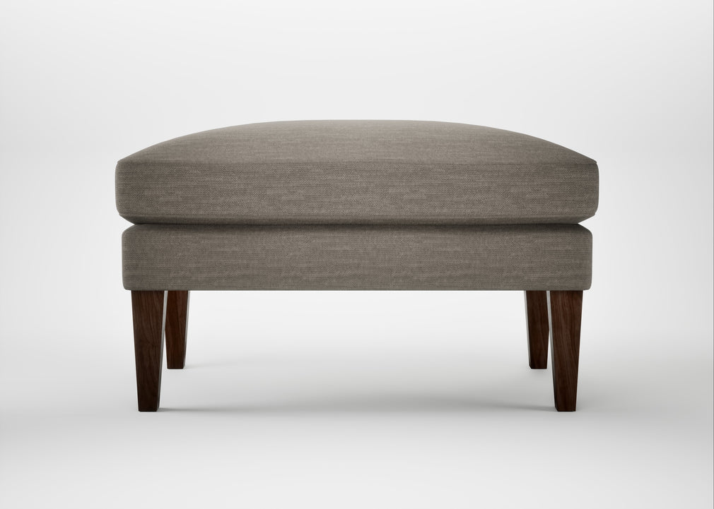 Wallis Ottoman Broad Weave Pebble / Walnut Stained
