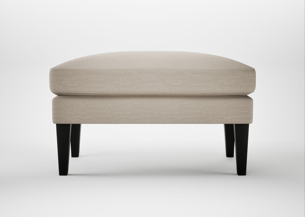 Wallis Ottoman Broad Weave Putty / Black