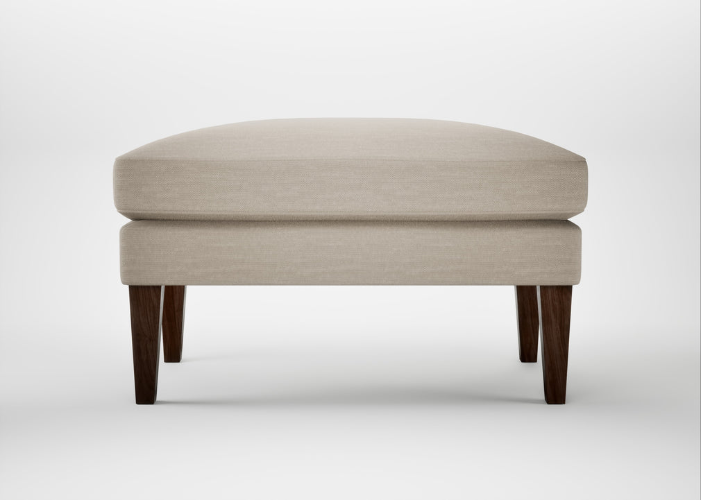Wallis Ottoman Broad Weave Putty / Walnut Stained