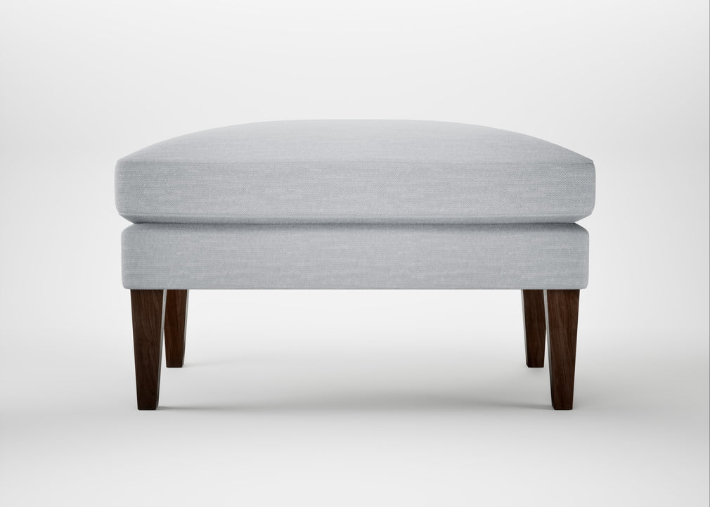 Wallis Ottoman Broad Weave Tin / Walnut Stained