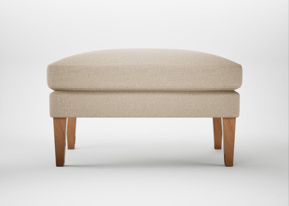 Wallis Ottoman Brushed Cotton Oat / Walnut Stained