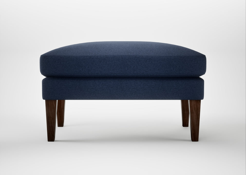 Wallis Ottoman Capelo Linen-Cotton Inkspot / Walnut Stained