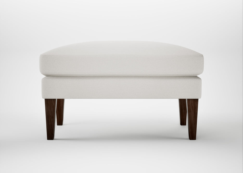 Wallis Ottoman Capelo Linen-Cotton Sea Salt / Walnut Stained