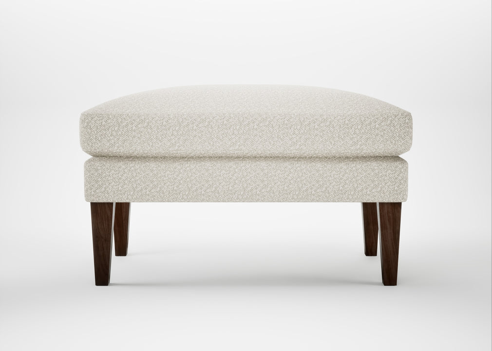 Wallis Ottoman Chunky Boucle Ecru / Walnut Stained