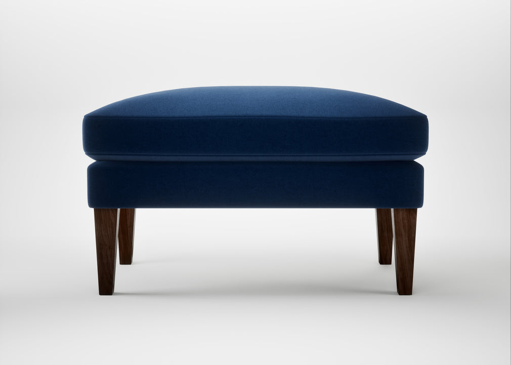 Wallis Ottoman Velvet Midnight / Walnut Stained