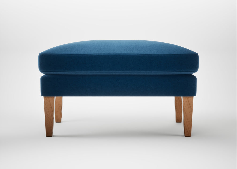 Wallis Ottoman Velvet Petrol / Natural