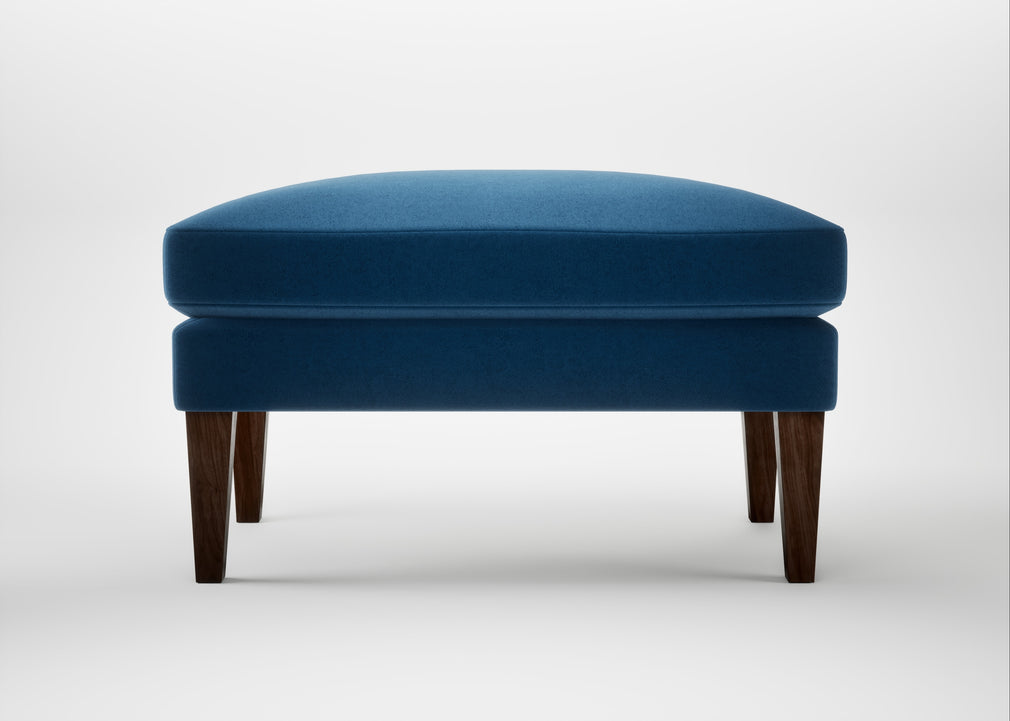 Wallis Ottoman Velvet Petrol / Walnut Stained