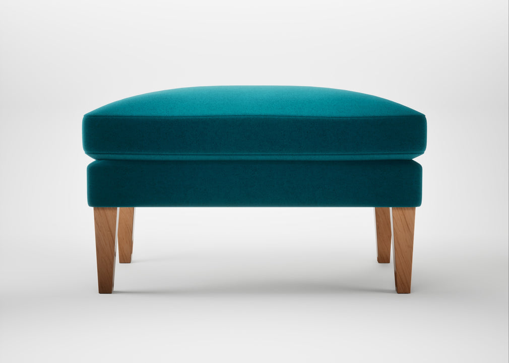 Wallis Ottoman Velvet Teal / Natural