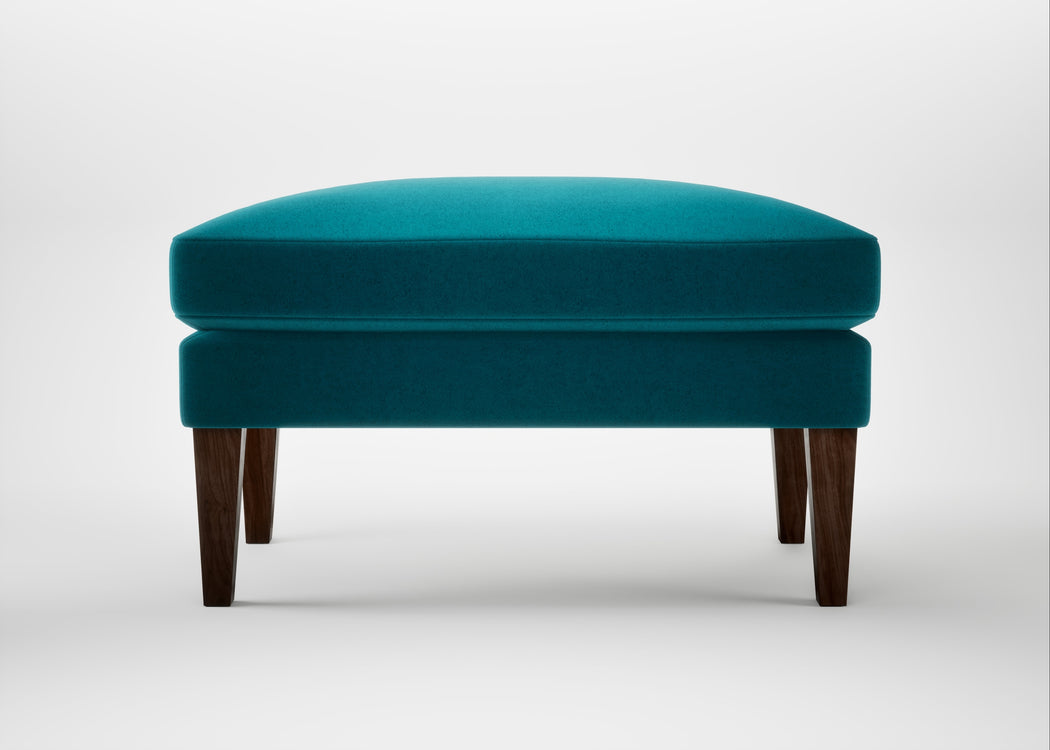 Wallis Ottoman Velvet Teal / Walnut Stained