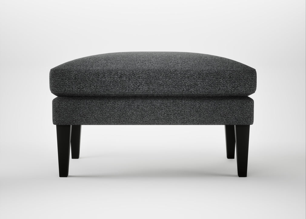 Wallis Ottoman Melton Wool Granite / Black