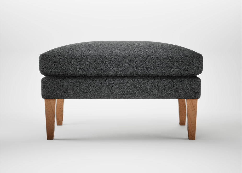 Wallis Ottoman Melton Wool Granite / Natural