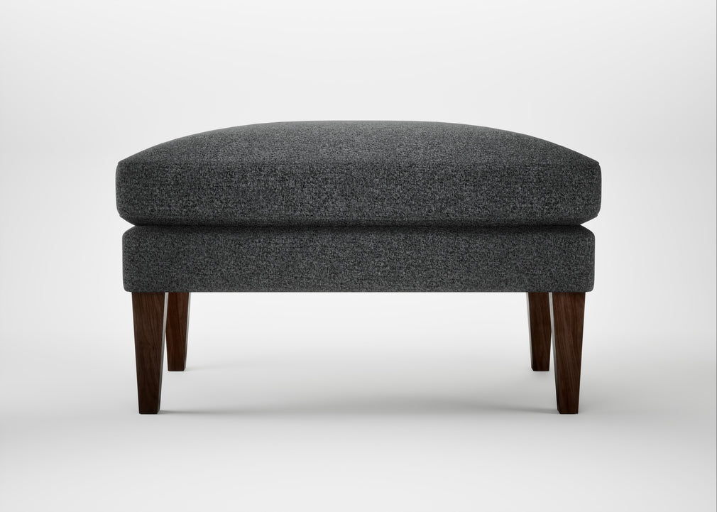Wallis Ottoman Melton Wool Granite / Walnut Stained