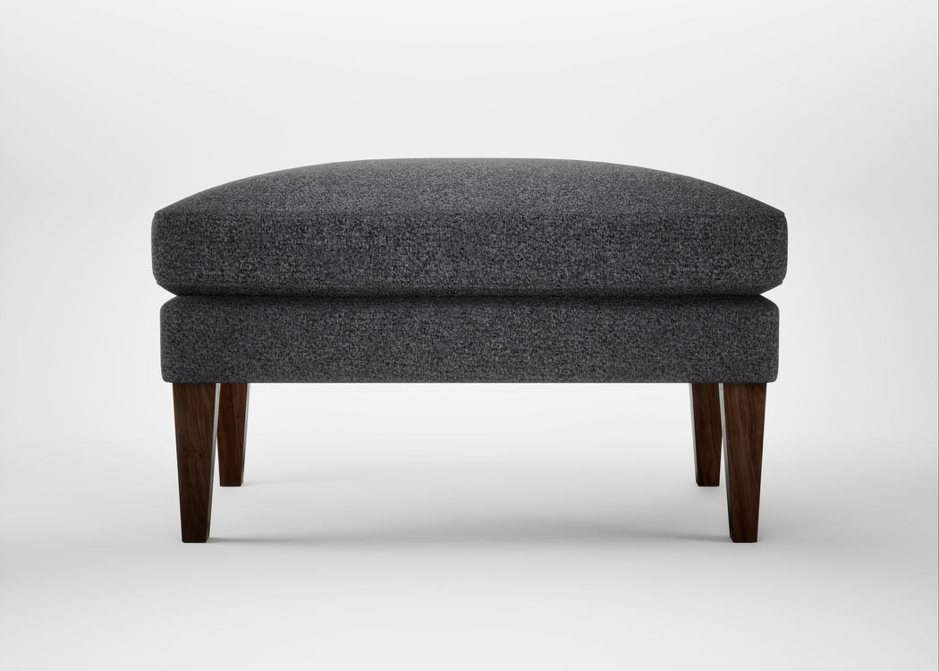 Wallis Ottoman Melton Wool Granite / Walnut Stained