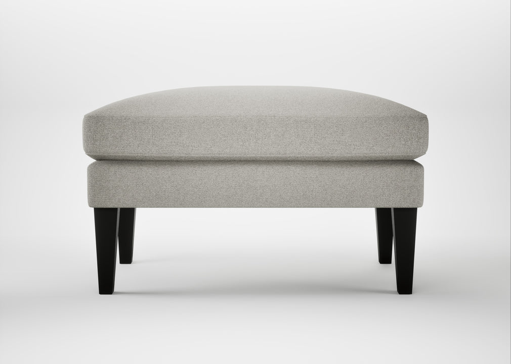 Wallis Ottoman Melton Wool Limestone / Black