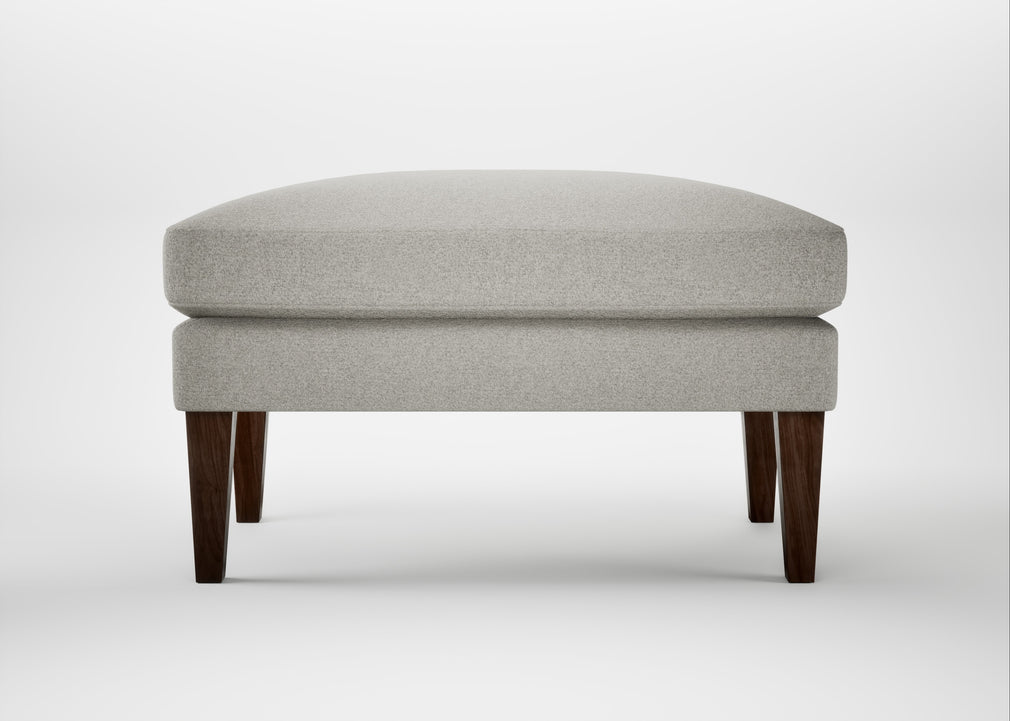 Wallis Ottoman Melton Wool Limestone / Walnut Stained