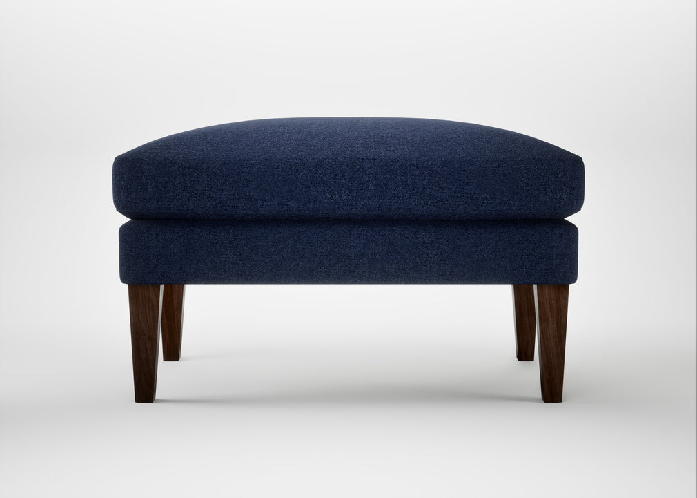 Wallis Ottoman Melton Wool New Navy / Walnut Stained