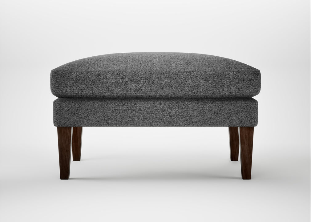 Wallis Ottoman Melton Wool Shale / Walnut Stained