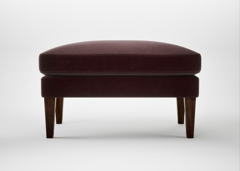 Wallis Ottoman Smart Luxe Velvet Acorn / Walnut Stained