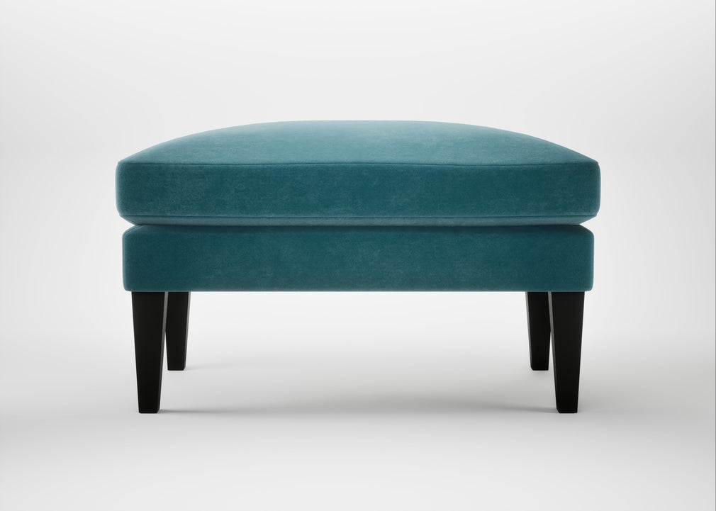 Wallis Ottoman Smart Luxe Velvet Airforce Blue / Black