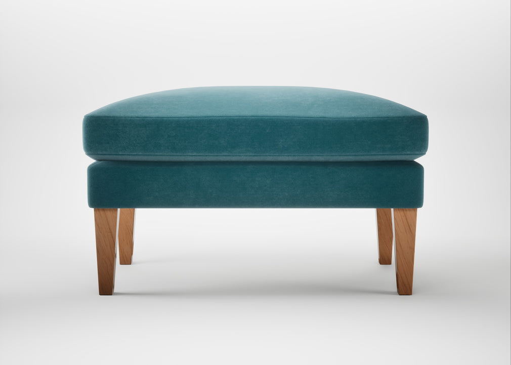 Wallis Ottoman Smart Luxe Velvet Airforce Blue / Natural