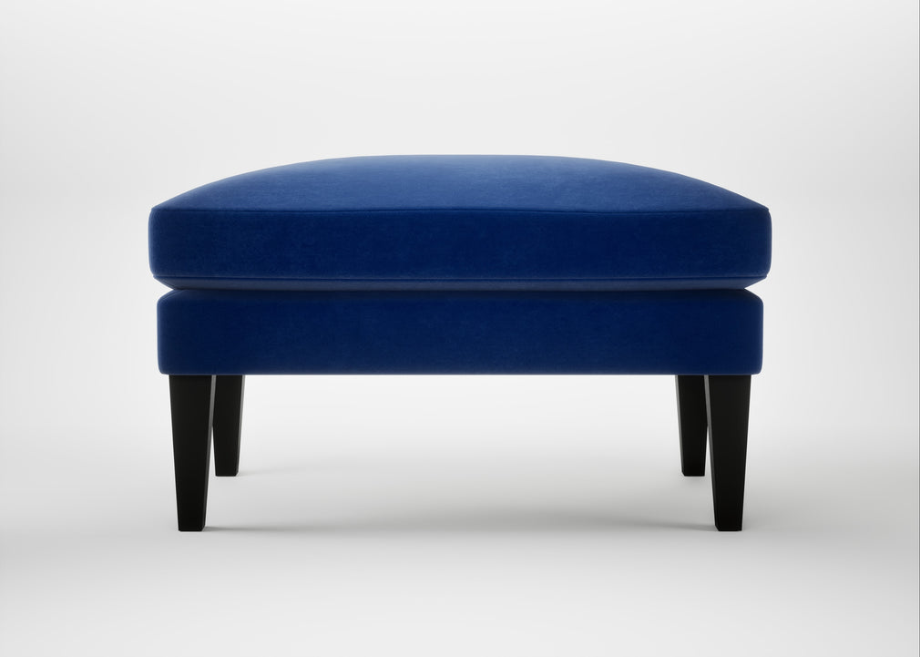 Wallis Ottoman Smart Luxe Velvet Azure / Black