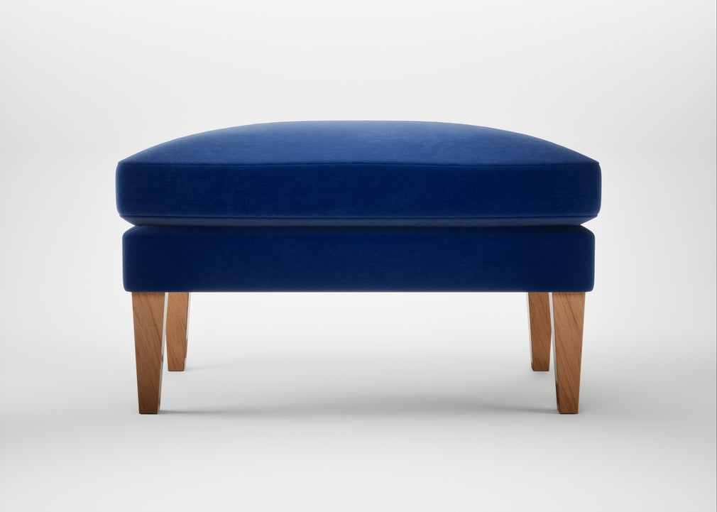 Wallis Ottoman Smart Luxe Velvet Azure / Natural