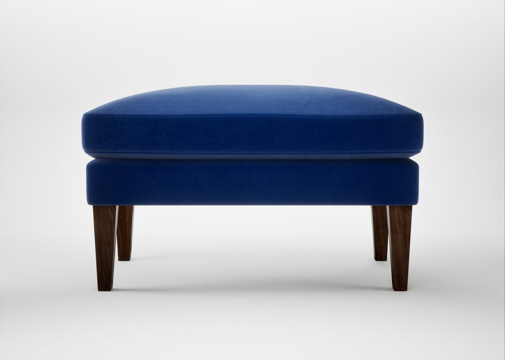 Wallis Ottoman Smart Luxe Velvet Azure / Walnut Stained