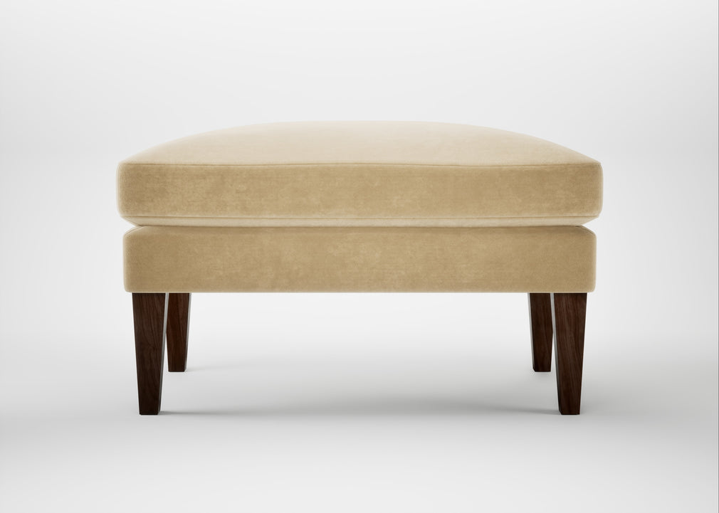 Wallis Ottoman Smart Luxe Velvet Biscuit / Walnut Stained