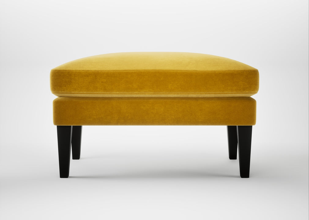 Wallis Ottoman Smart Luxe Velvet Canary / Black