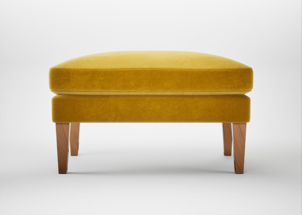 Wallis Ottoman Smart Luxe Velvet Canary / Natural