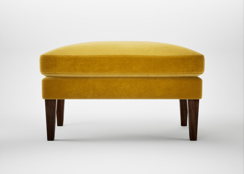 Wallis Ottoman Smart Luxe Velvet Canary / Walnut Stained