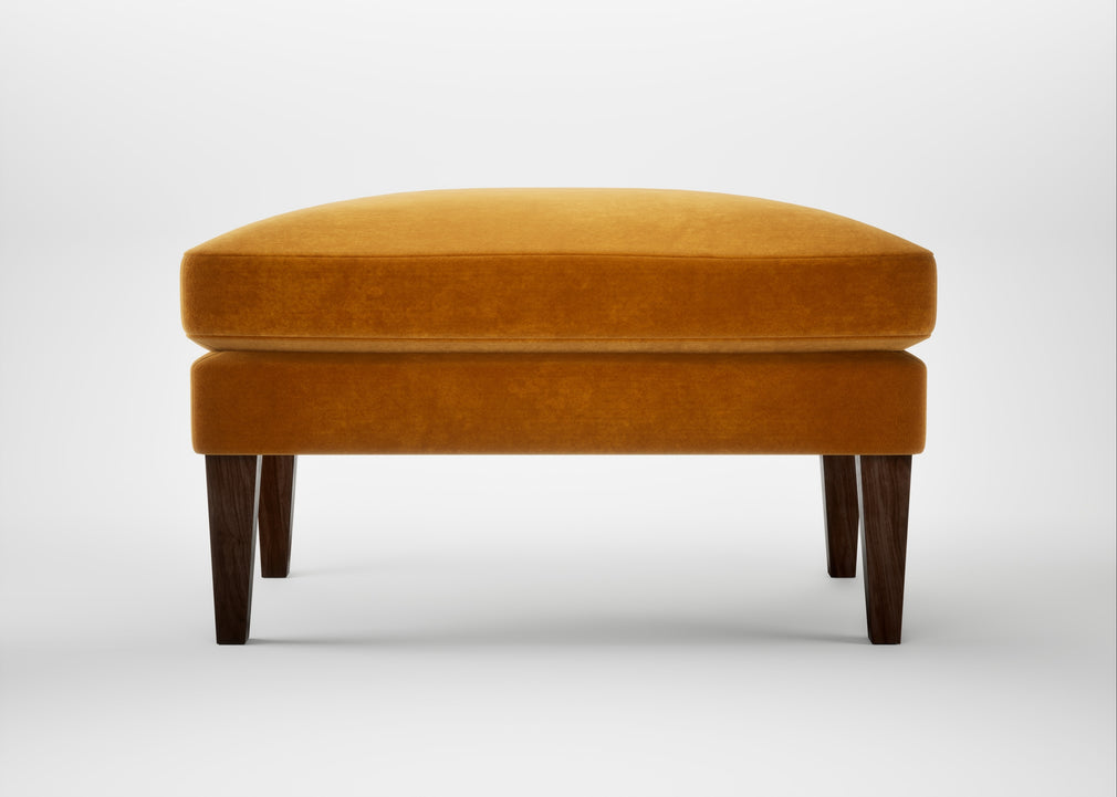 Wallis Ottoman Smart Luxe Velvet Cognac / Walnut Stained