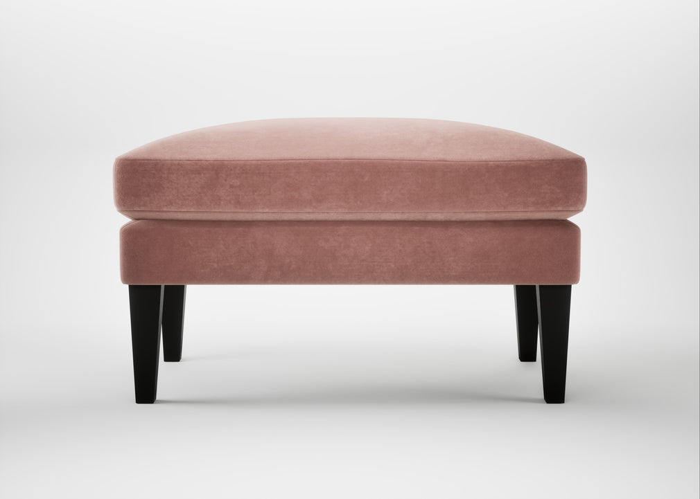 Wallis Ottoman Smart Luxe Velvet Dusky Pink / Black