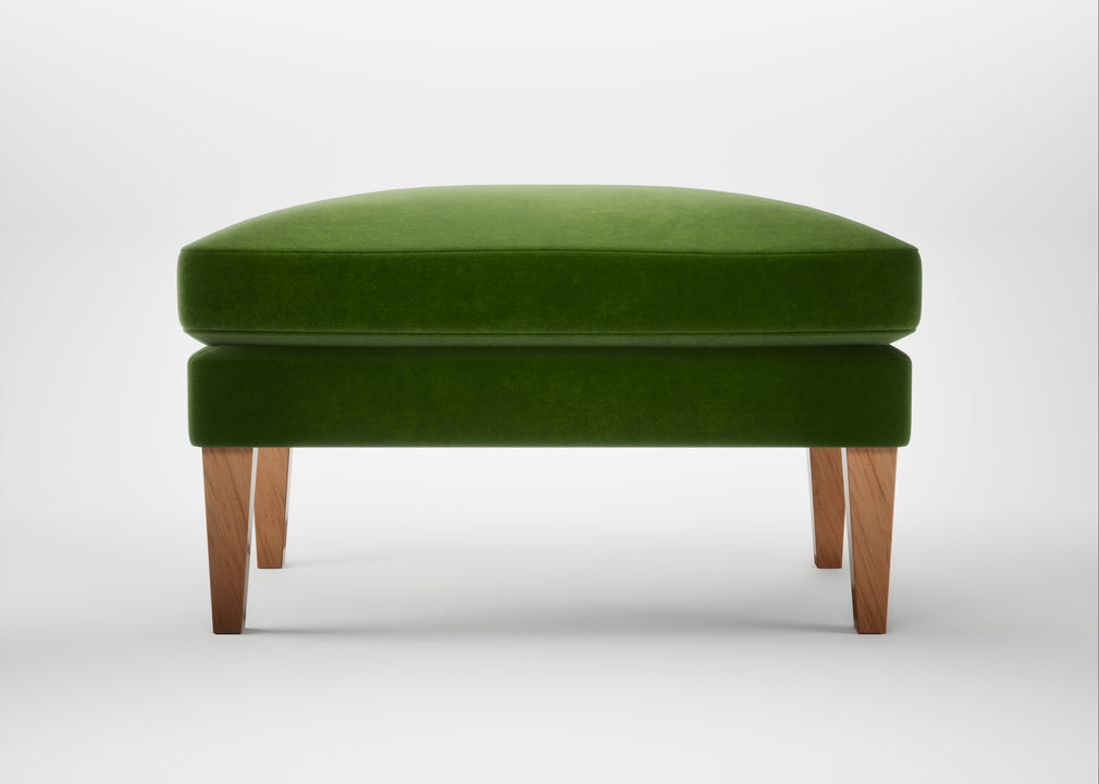 Wallis Ottoman Smart Luxe Velvet Grass / Walnut Stained