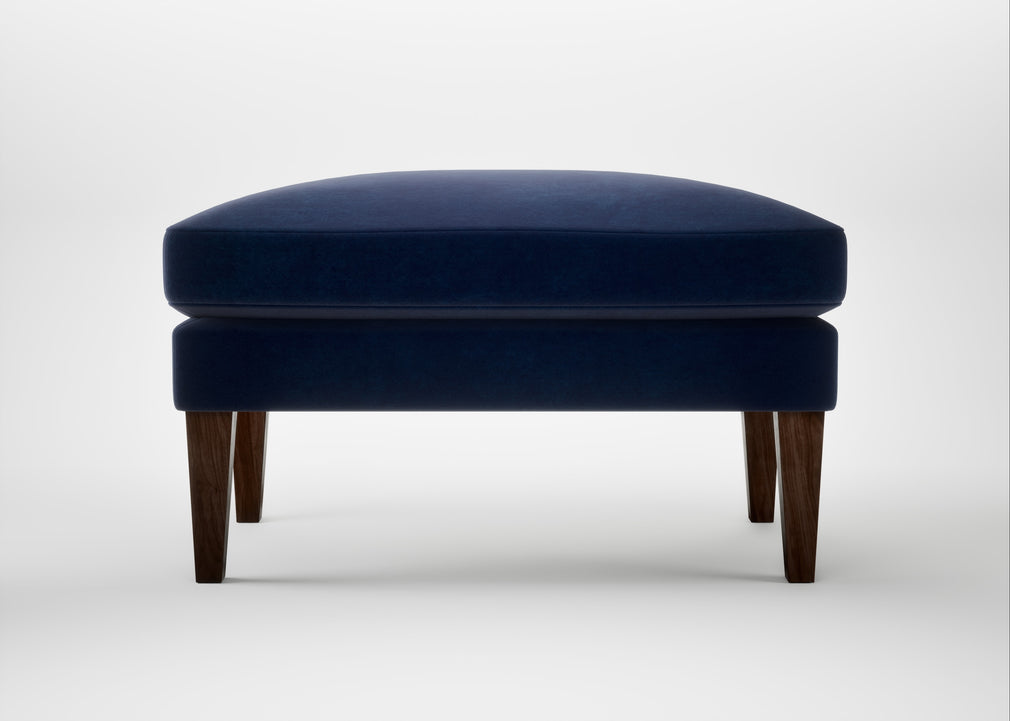 Wallis Ottoman Smart Luxe Velvet Midnight / Walnut Stained