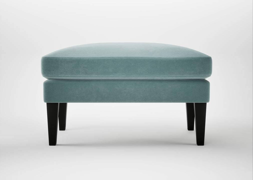Wallis Ottoman Smart Luxe Velvet Mineral Blue / Black
