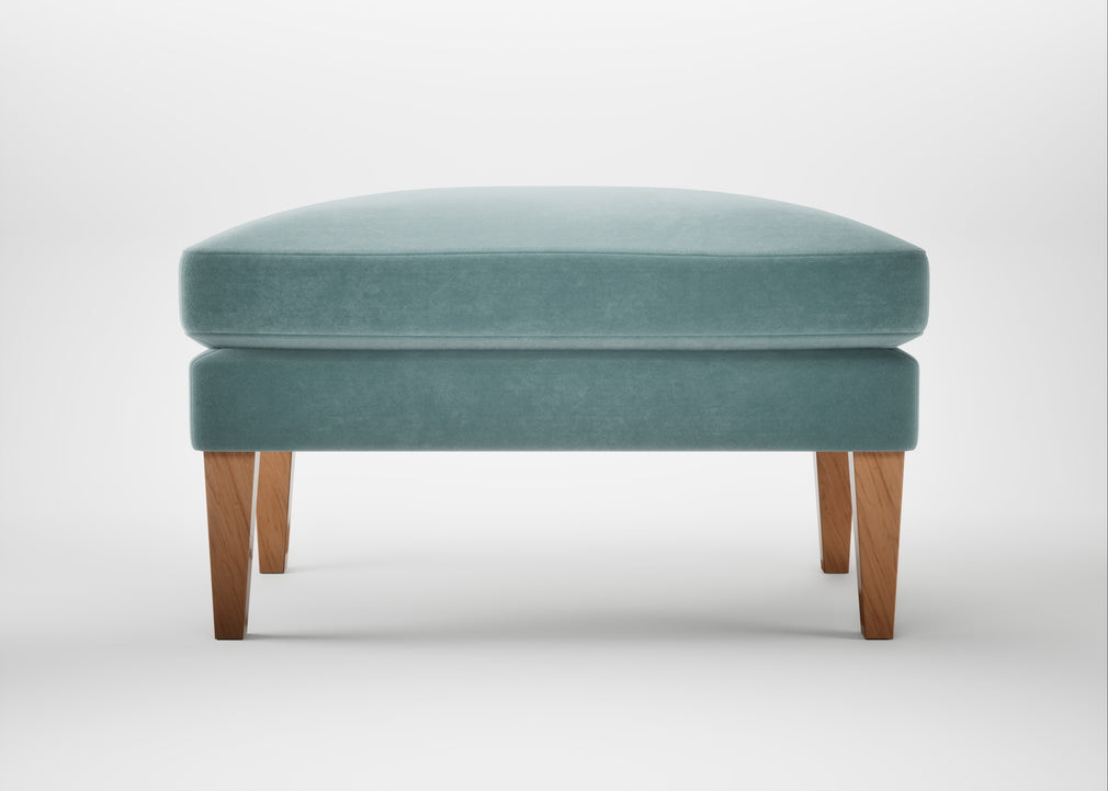 Wallis Ottoman Smart Luxe Velvet Mineral Blue / Natural