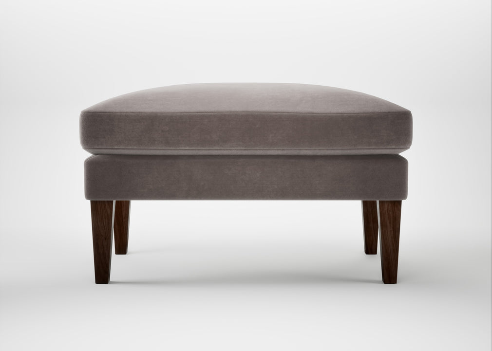 Wallis Ottoman Smart Luxe Velvet Mushroom / Walnut Stained