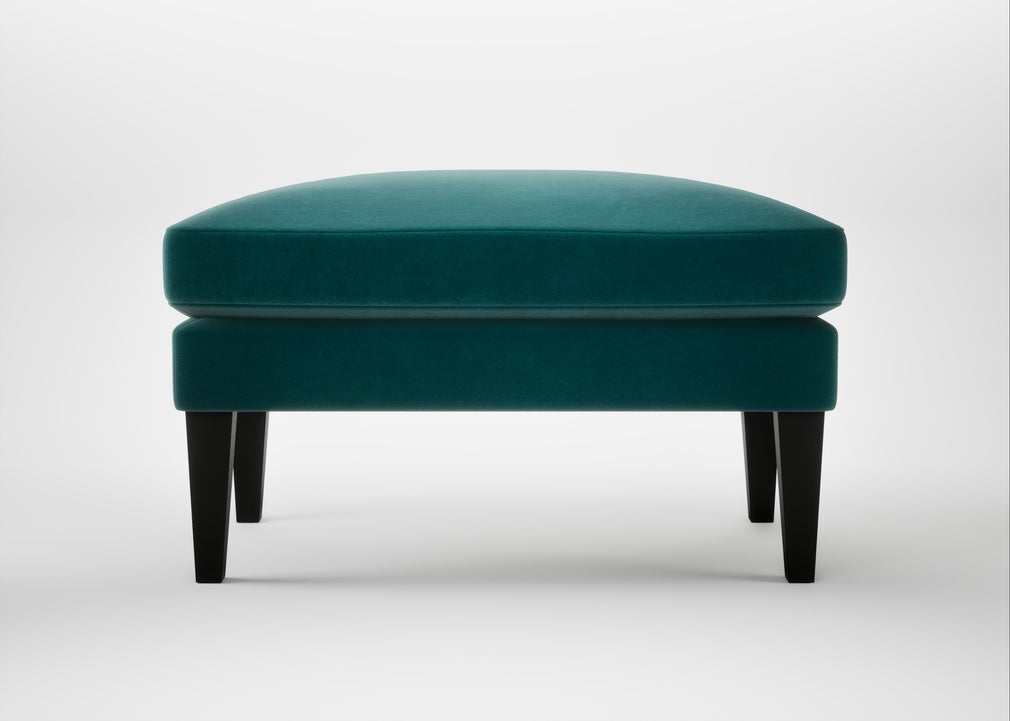 Wallis Ottoman Smart Luxe Velvet Ocean Green / Black