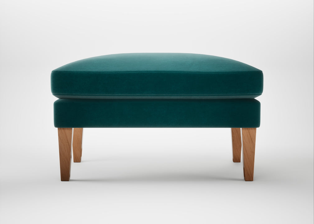 Wallis Ottoman Smart Luxe Velvet Ocean Green / Natural