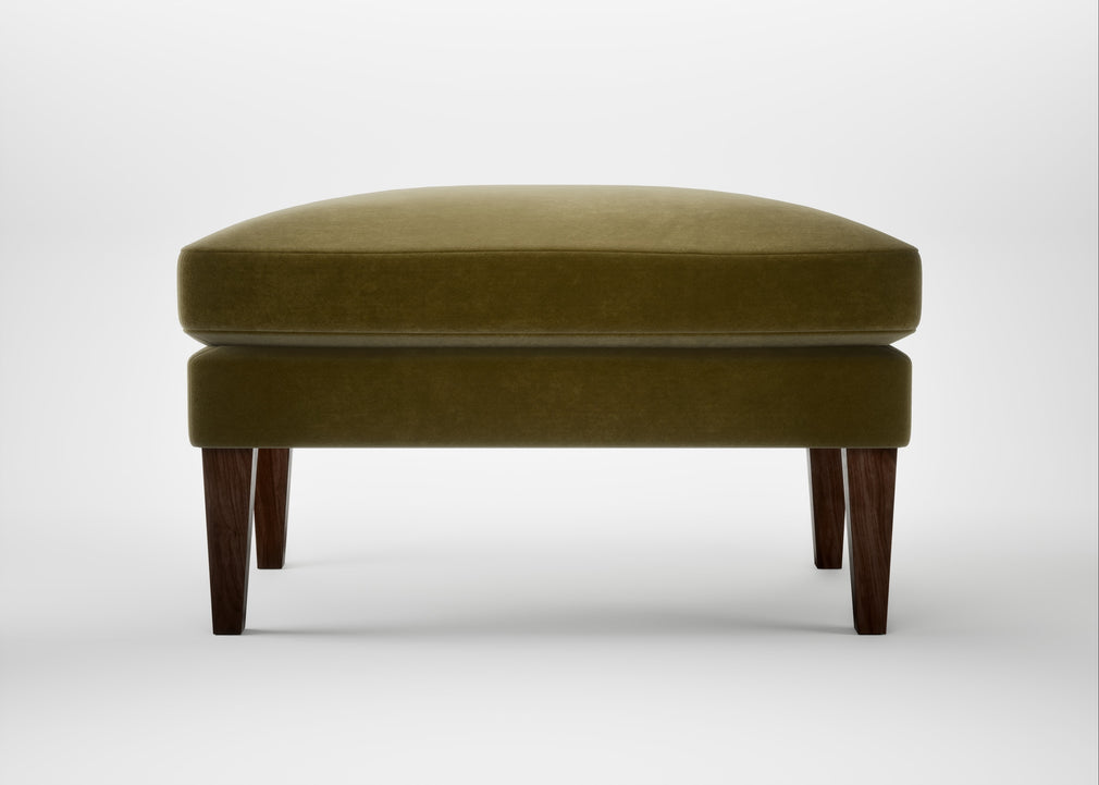 Wallis Ottoman Smart Luxe Velvet Peridot / Walnut Stained
