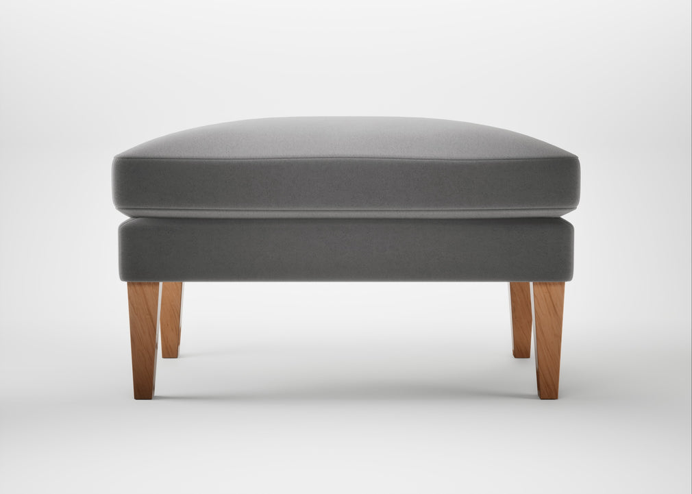 Wallis Ottoman Smart Velvet Mercury / Natural