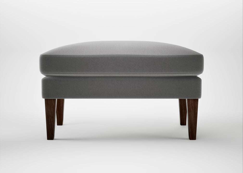 Wallis Ottoman Smart Velvet Mercury / Walnut Stained